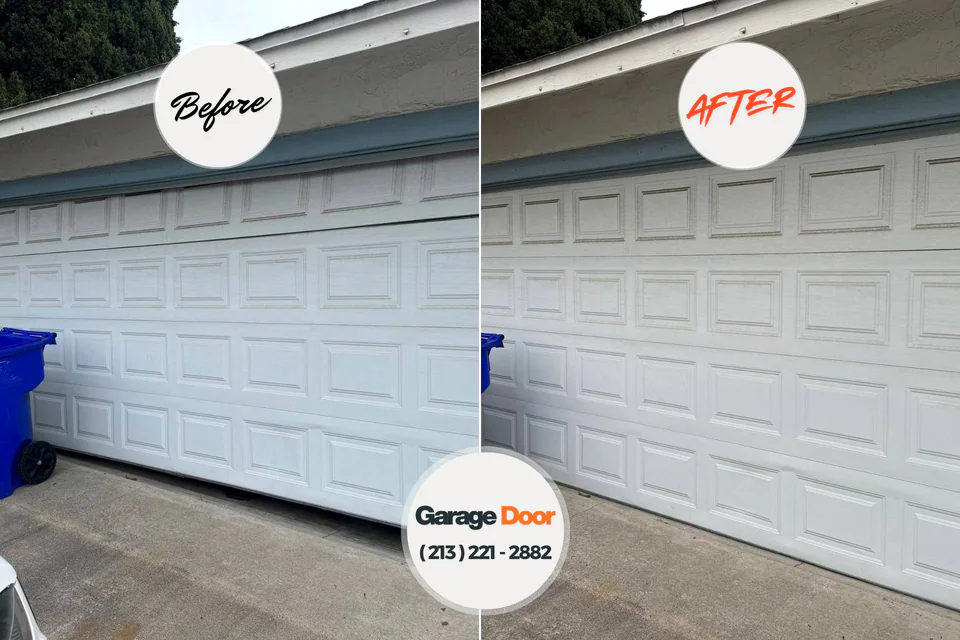 Before and after: garage door repair Nicoma Park, OK